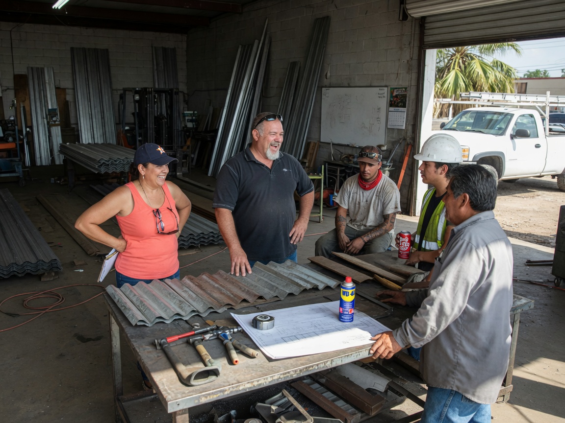 The Metal Roofing Champs team at work in Houston