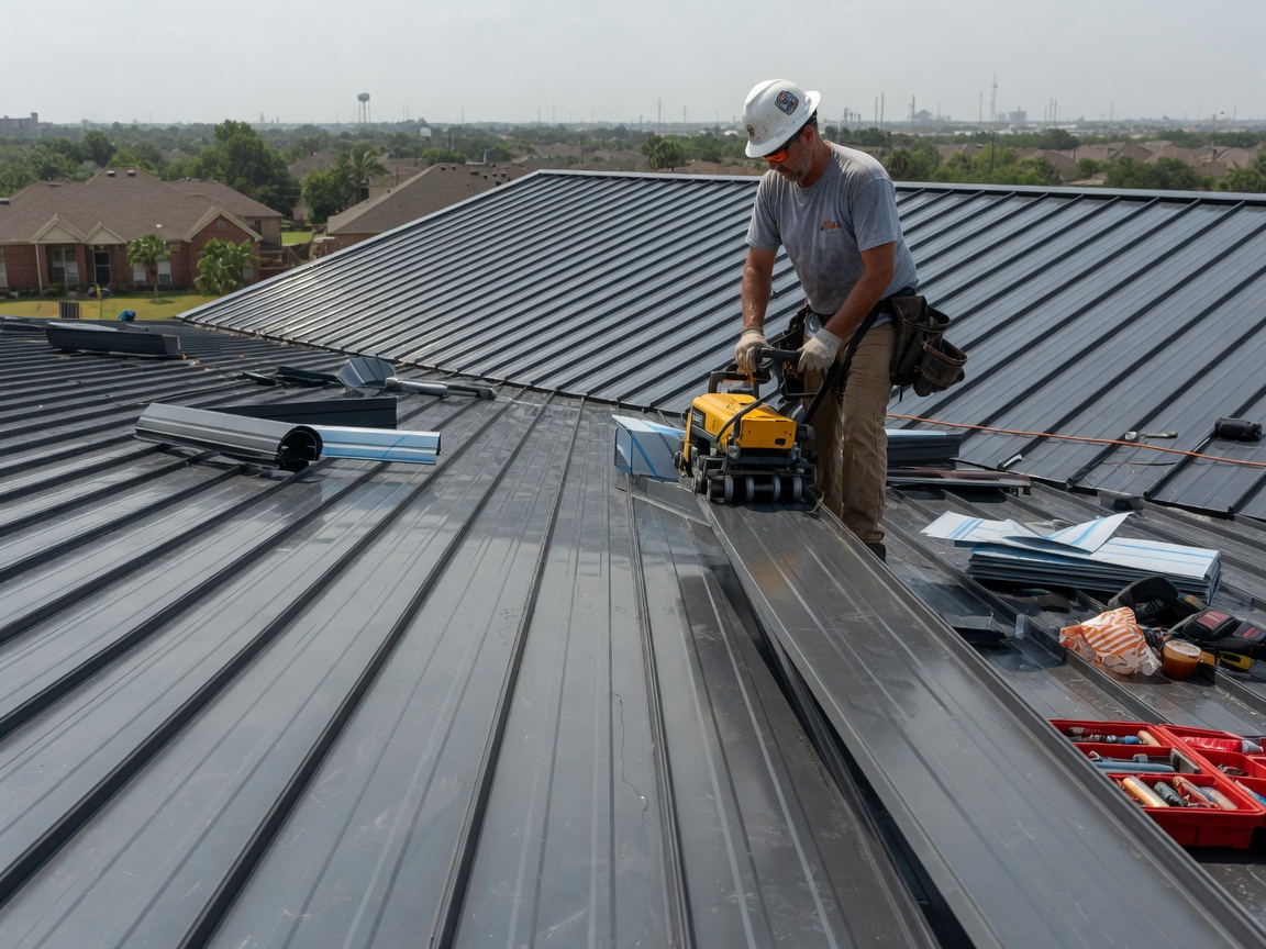 standing seam metal roofing in Houston